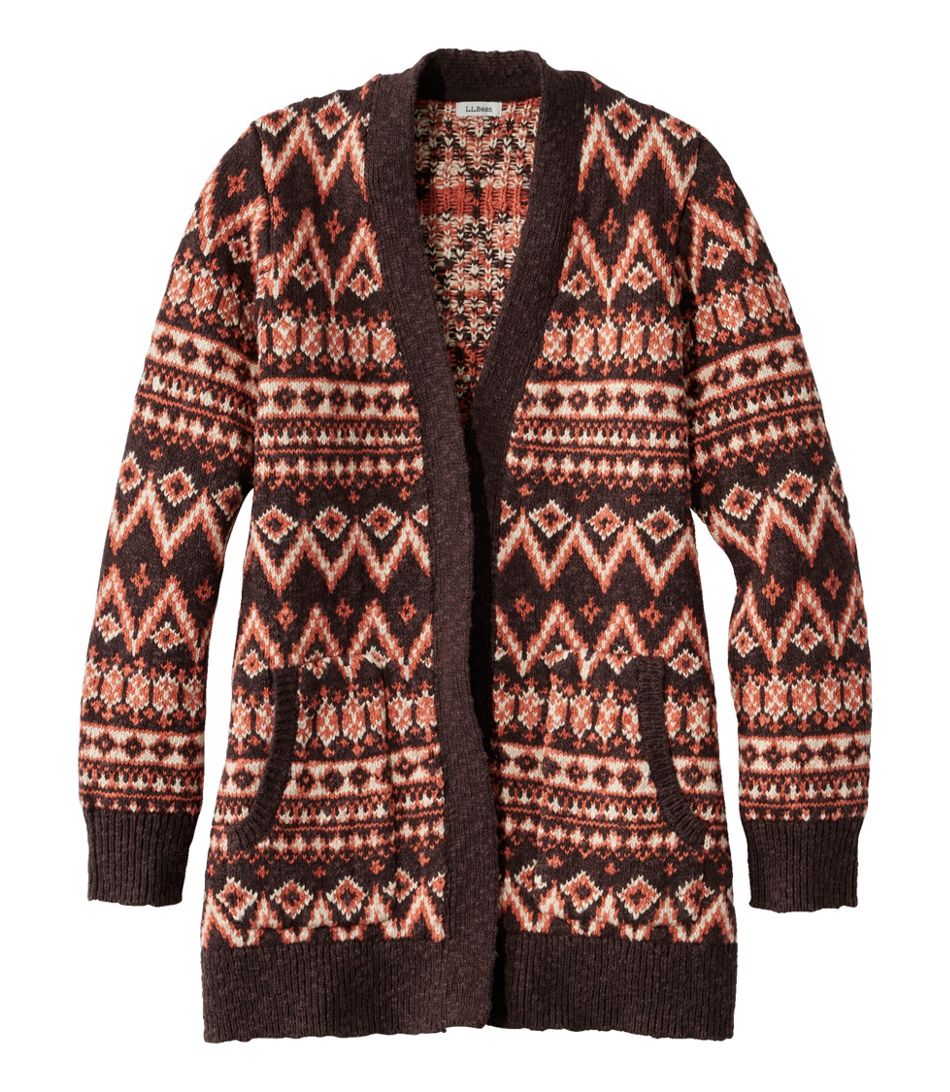 Women's Cotton Ragg Sweater, Open Cardigan Fair Isle | L.L. Bean