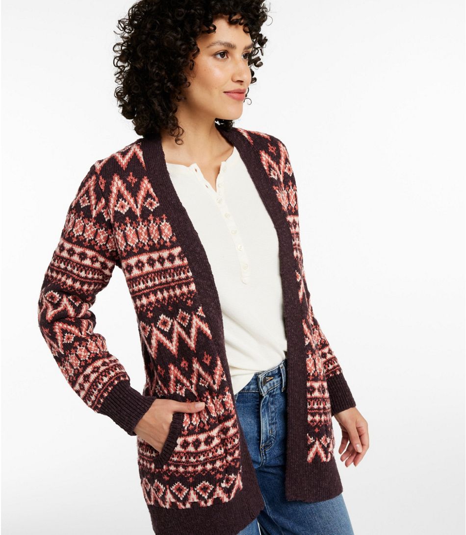 Women's Cotton Ragg Sweater, Open Cardigan Fair Isle | L.L. Bean