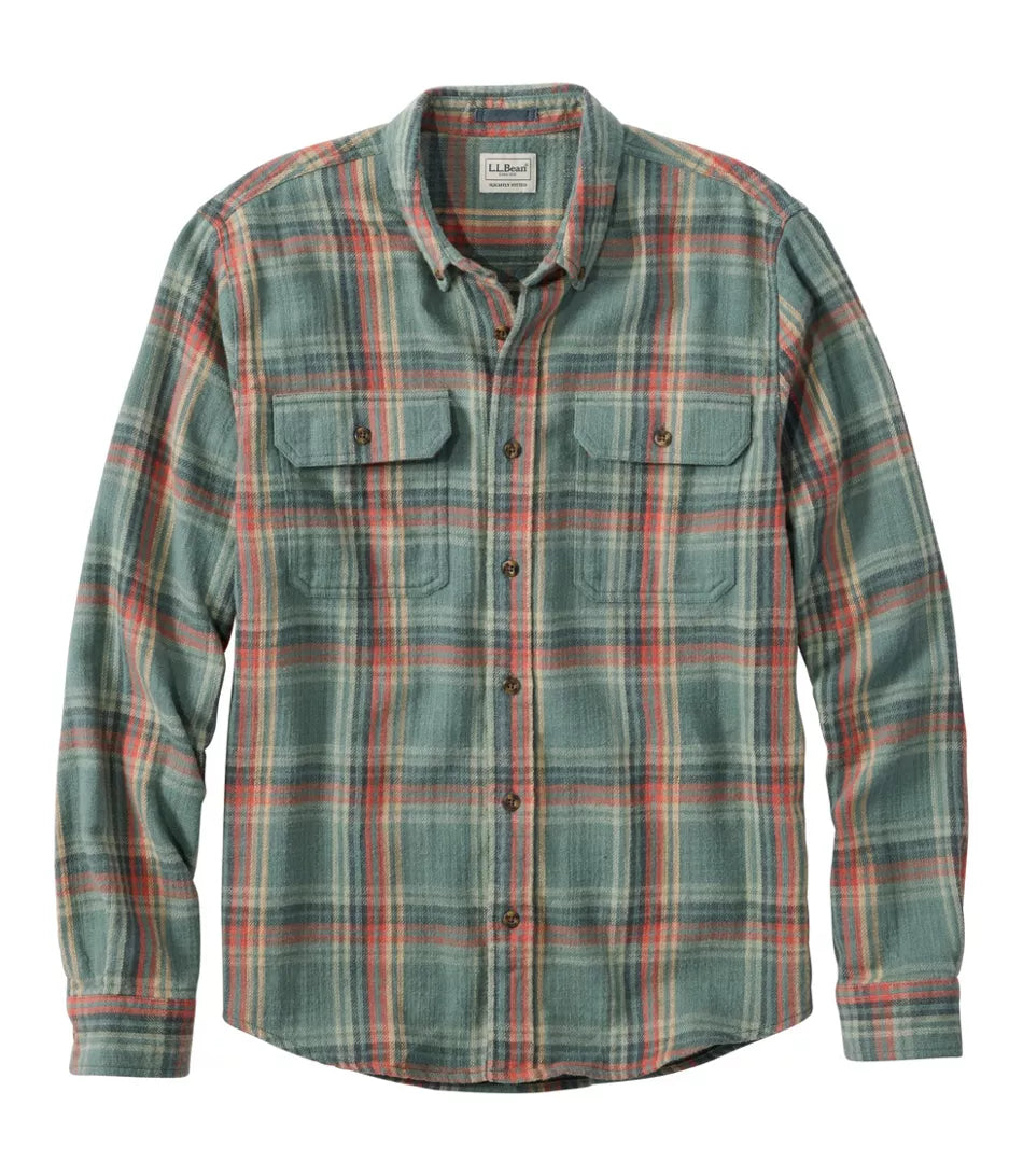 A long-sleeve button-up flannel shirt by L.L.