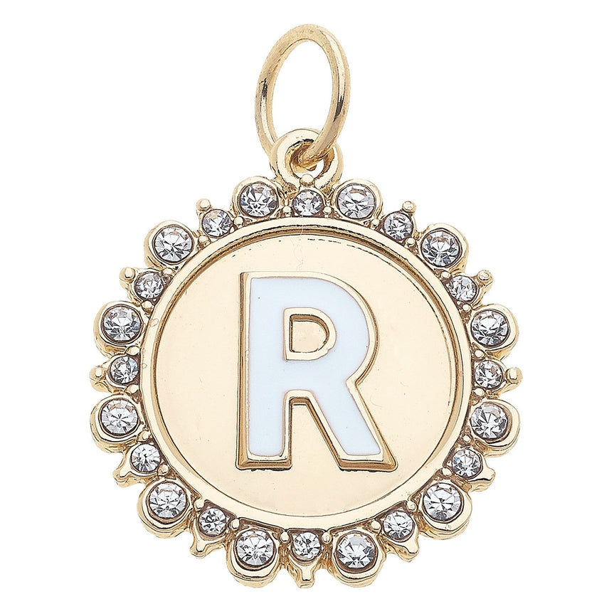 Rhinestone Letter Disc Charm