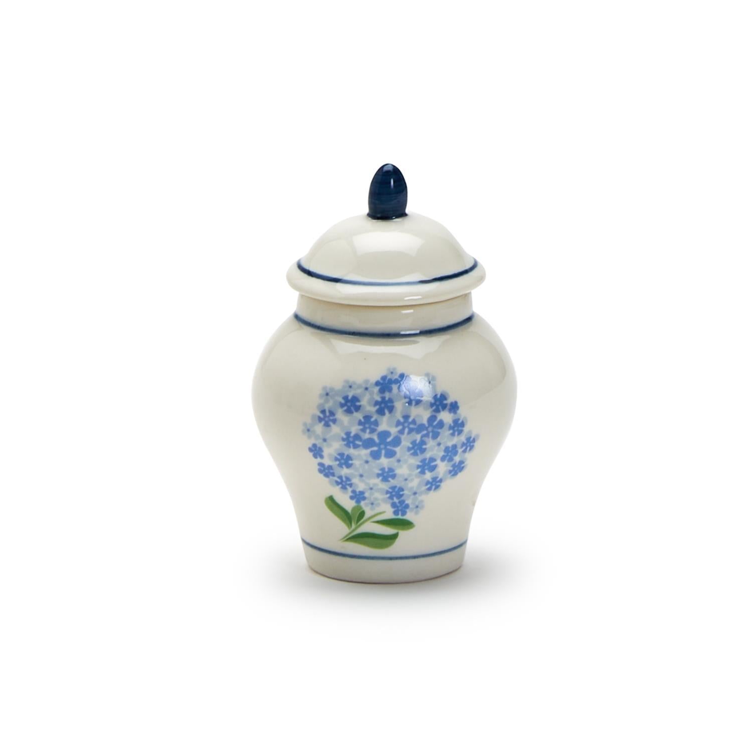 Hydrangea Ginger Jar with 20 Flower Shape Cocktail Picks in Gift Box