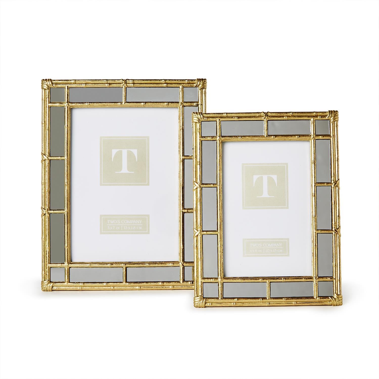 Bamboo Design Gold Photo Frame with Mirror Edge