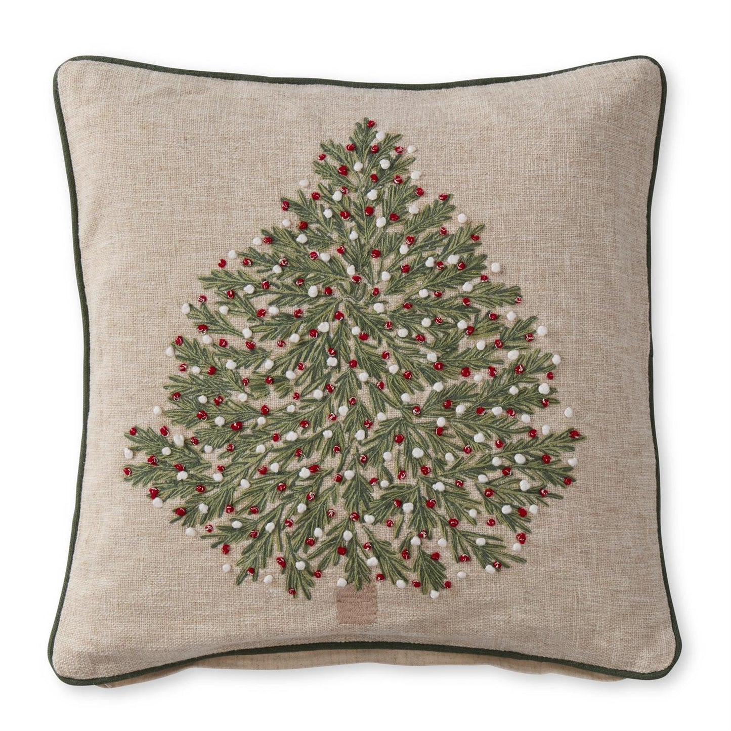 20" Square Tan Christmas Tree Pillow
