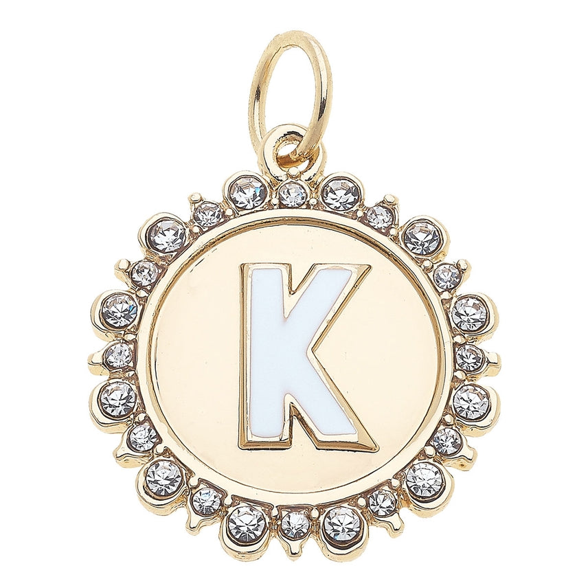 Rhinestone Letter Disc Charm