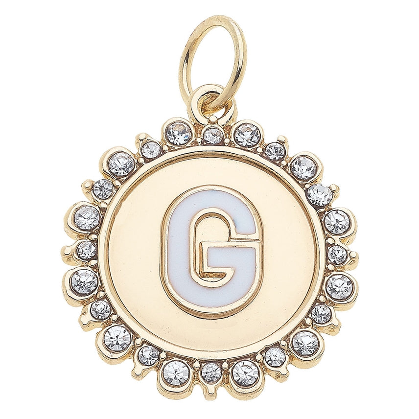 Rhinestone Letter Disc Charm