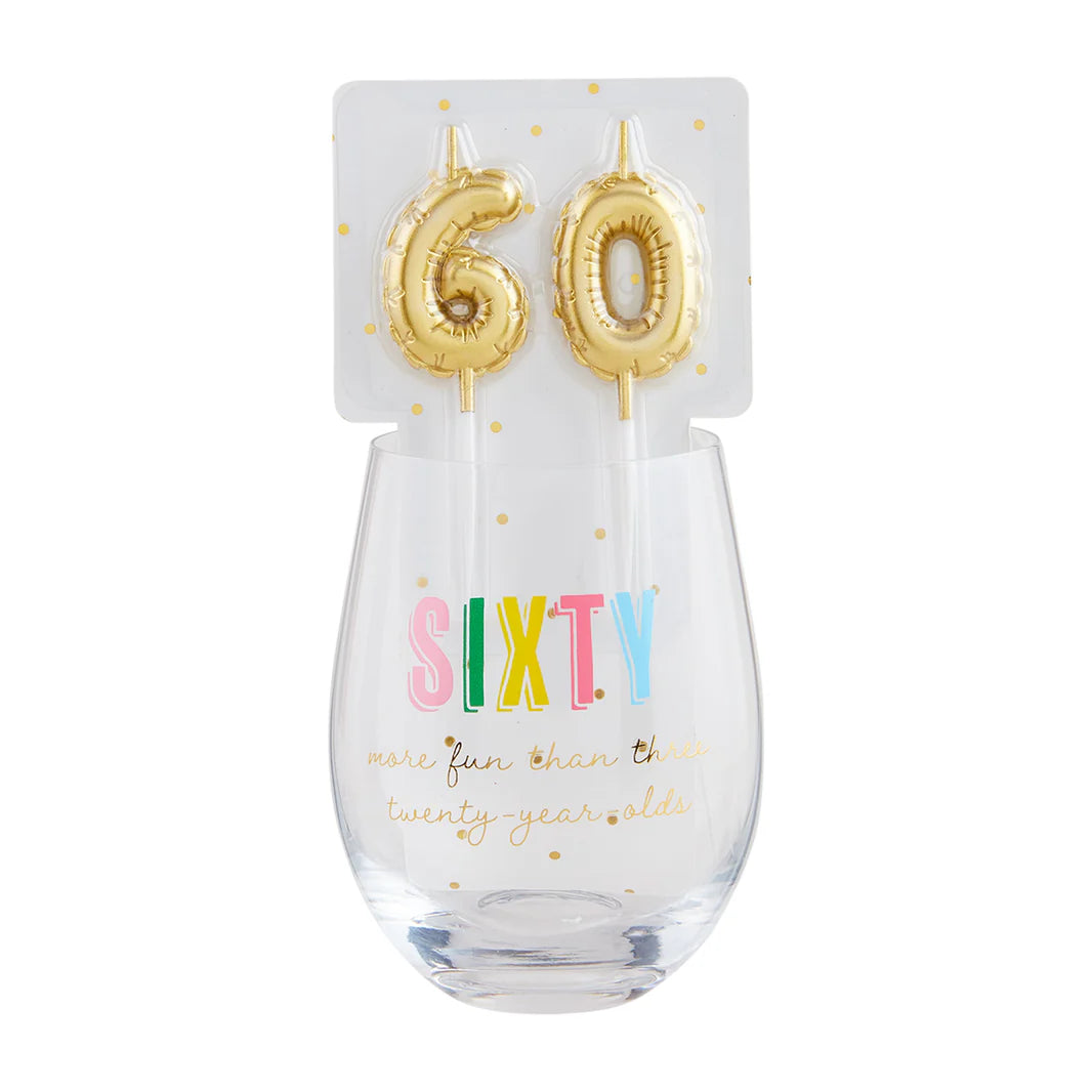 60 Candle Wine Glass Set | Mudpie