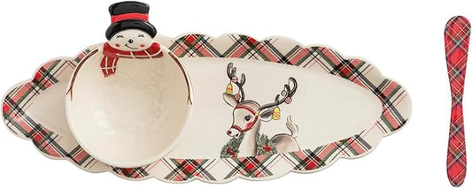 Tartan Christmas Tidbit & Tray Set