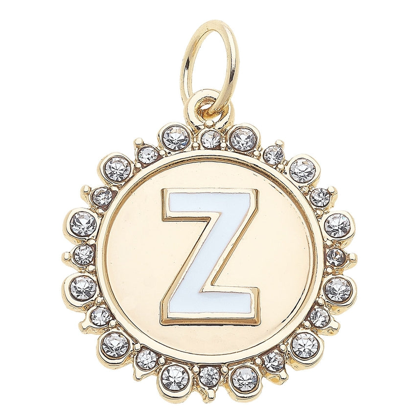 Rhinestone Letter Disc Charm