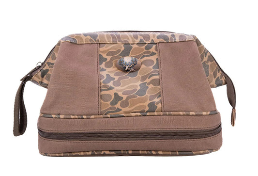 Old School Camo Brown Canvas Toiletry