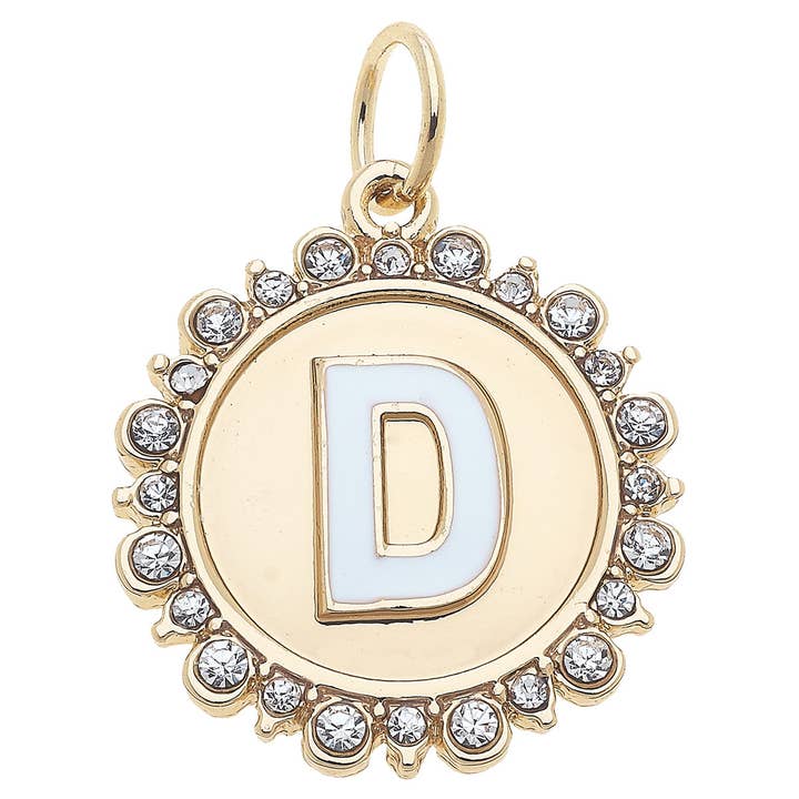 Rhinestone Letter Disc Charm