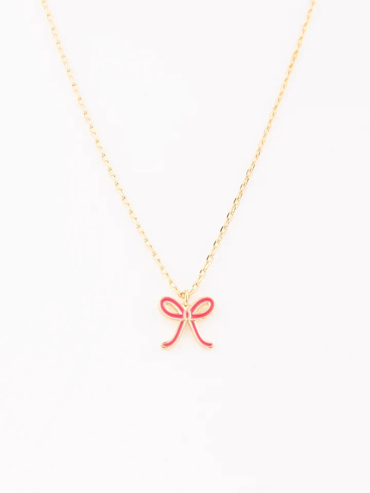 MM Girl Necklace - Pink Bow | Michelle McDowell
