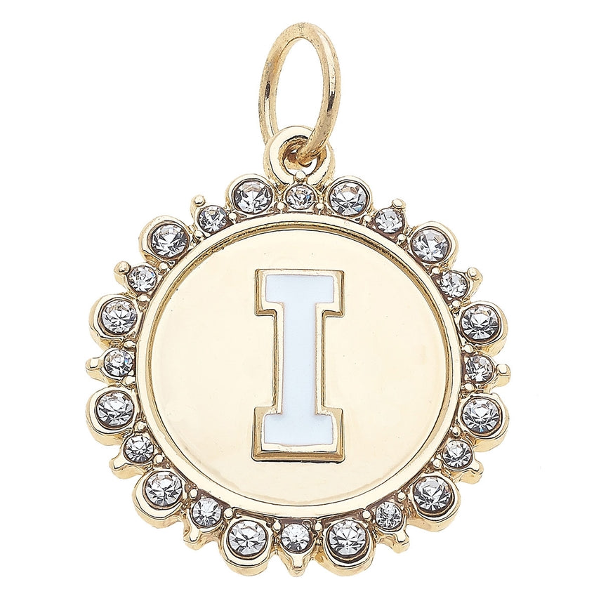 Rhinestone Letter Disc Charm