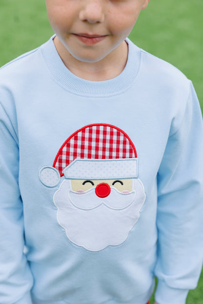 Blue Santa Appliqué French Terry Pullover | Trotter Street