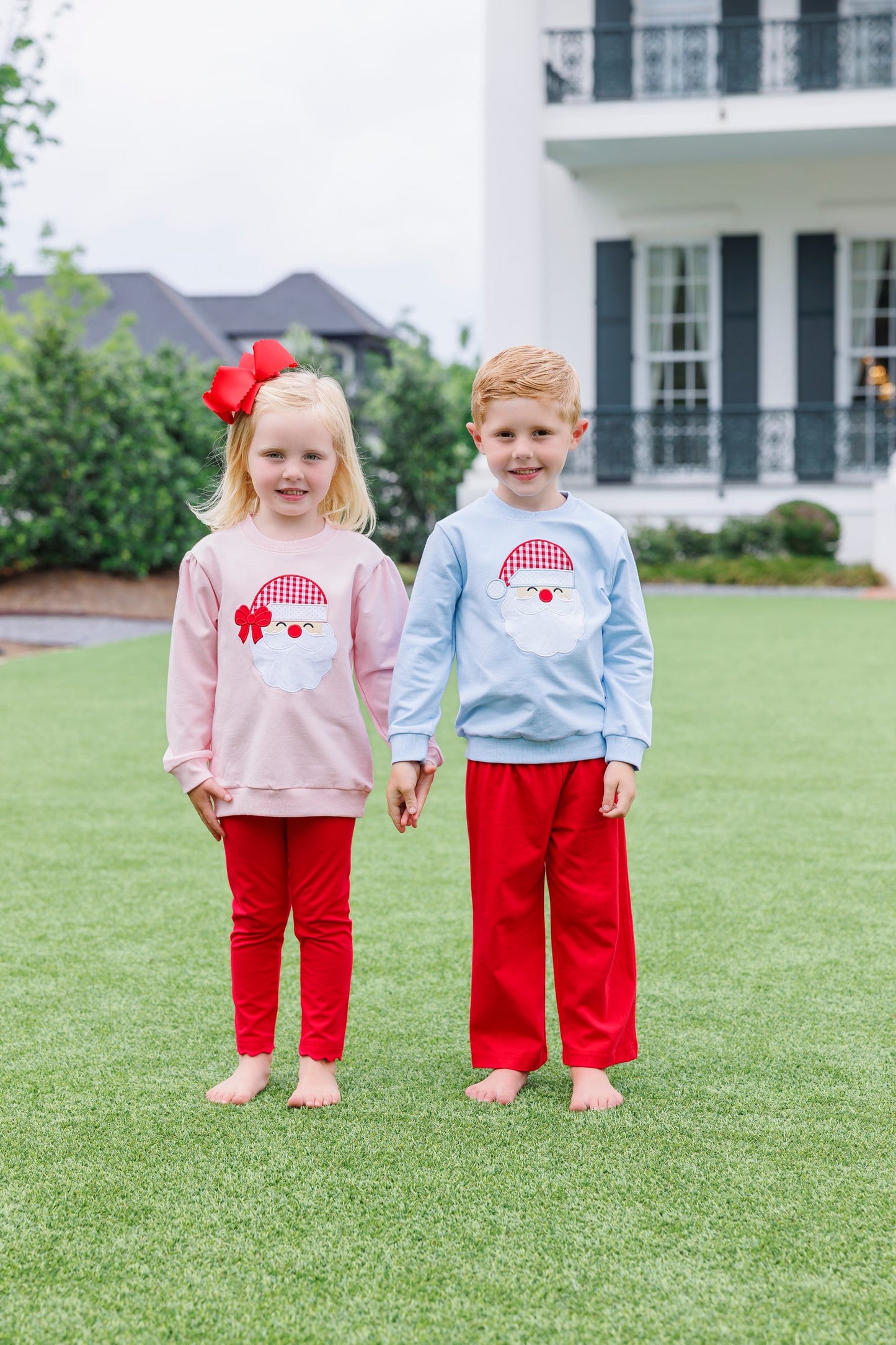 Blue Santa Appliqué French Terry Pullover | Trotter Street