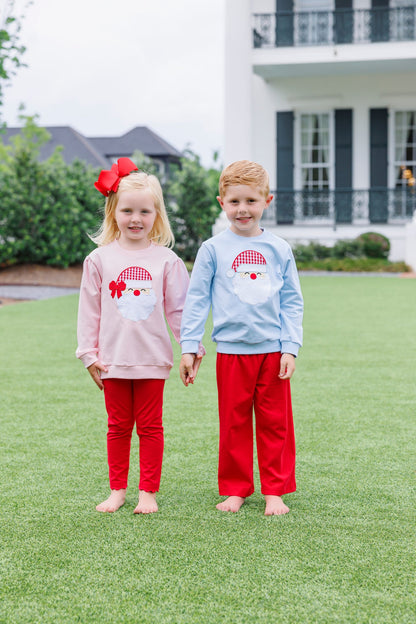 Blue Santa Appliqué French Terry Pullover | Trotter Street