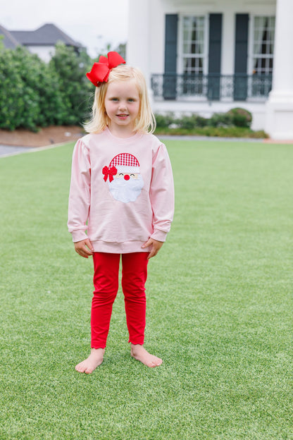 Pink Santa Appliqué French Terry Pullover | Trotter Street