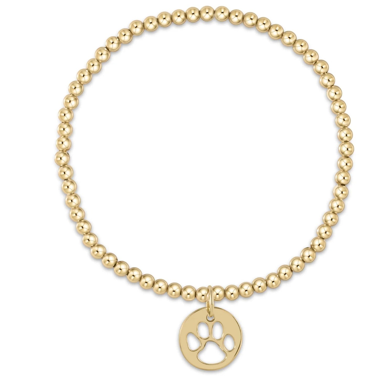 Classic Gold Bead Bracelet | 3mm Paw Print | egirl | enewton