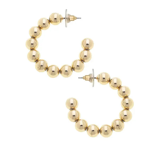 Jasper Ball Bead Hoop Earrings