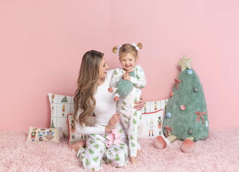 Girls' Christmas Tree Bow Pajama Set