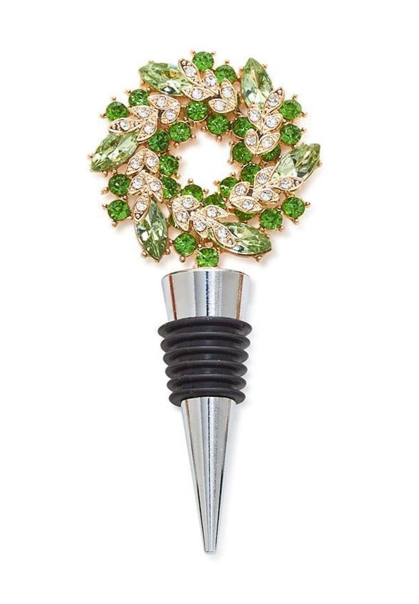 Holiday Wreath Jeweled Bottle Stopper