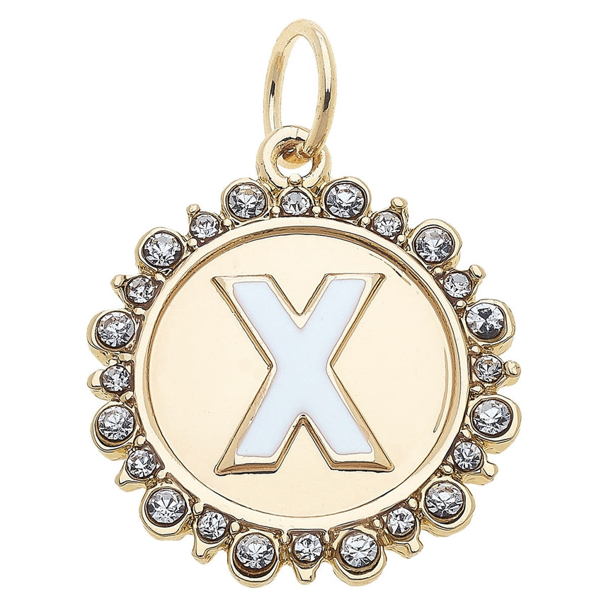 Rhinestone Letter Disc Charm