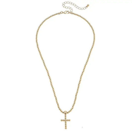 Poppy Beaded Cross Necklace