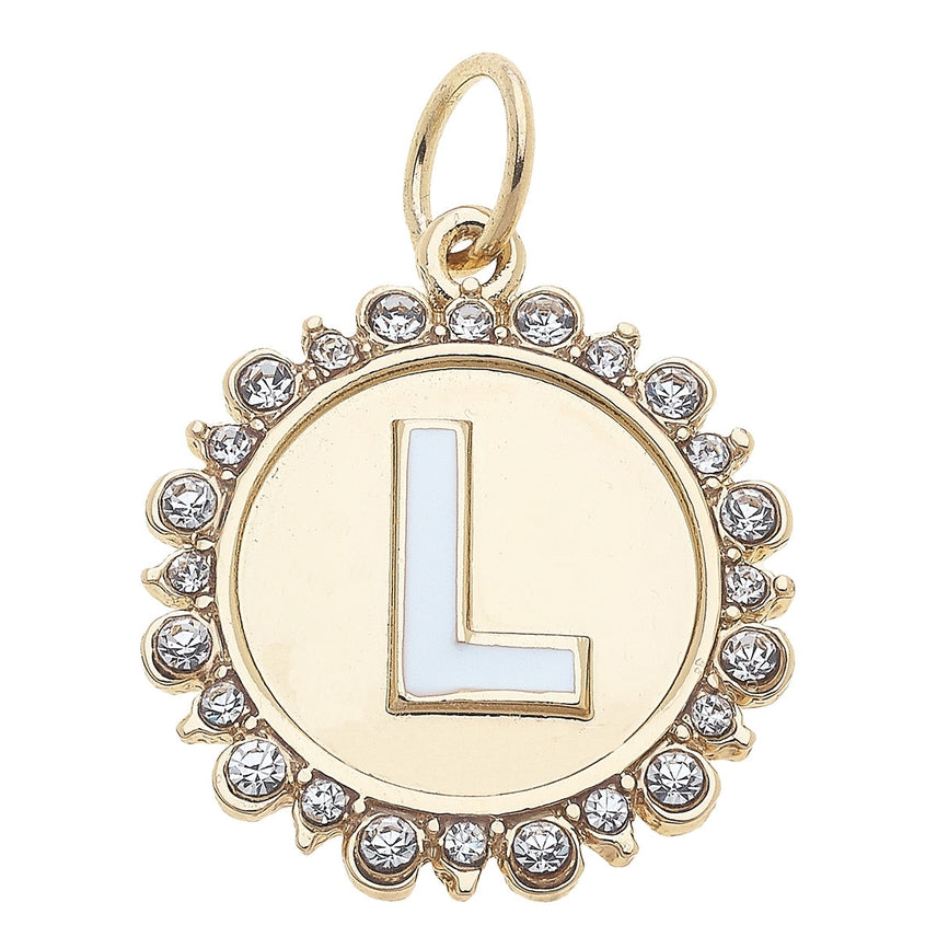 Rhinestone Letter Disc Charm