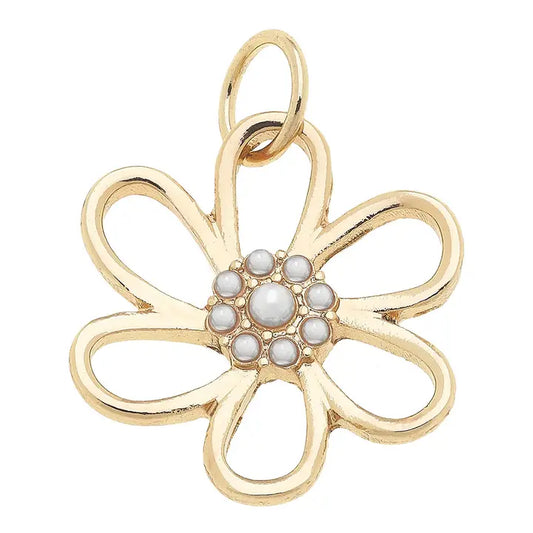 Pearl Studded Open Flower Charm