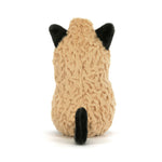 JellyCat Amuseables Peanut dressed in a black cat Halloween costume featuring pointed cat ears, soft plush details, a smiling embroidered face, and signature cordy legs.
