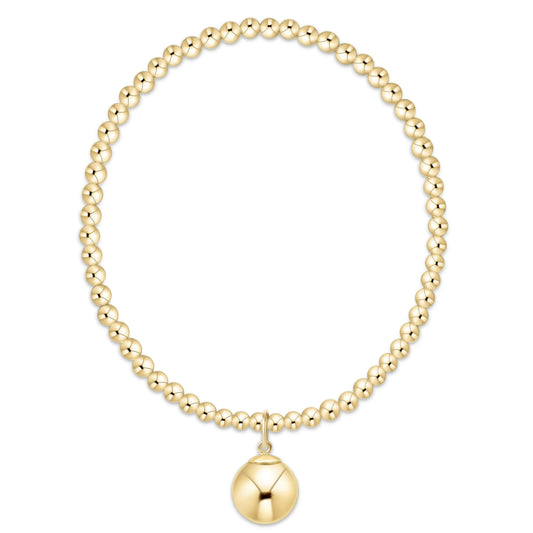 Classic Gold 3mm Bracelet with Classic Gold 10mm Charm | enewton