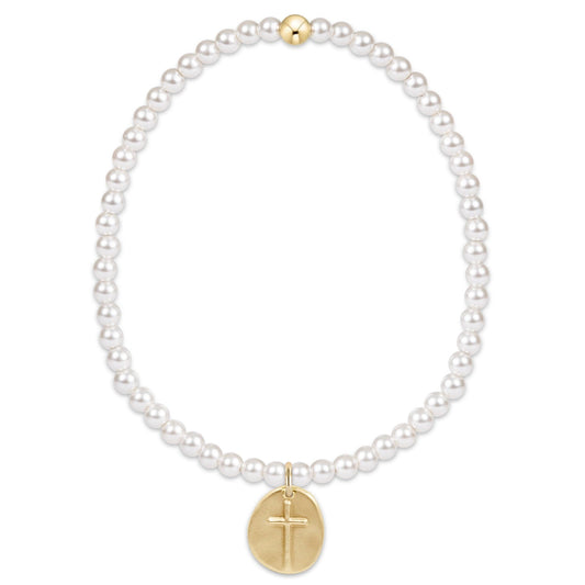 Classic Pearl Bracelet Inspire Small Gold Charm | 3mm | enewton