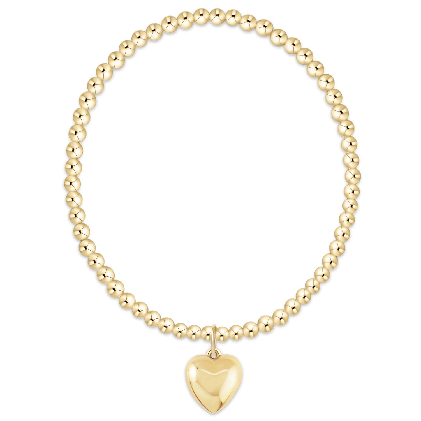 Classic Gold 3mm Bracelet with Love Plush Gold Charm – Extended | enewton