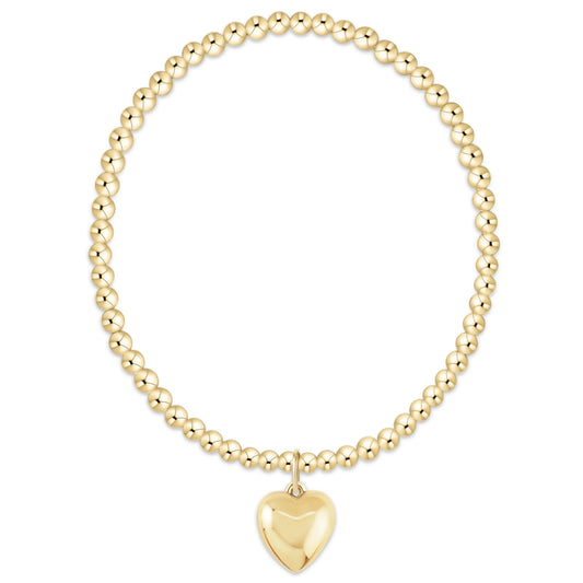 Classic Gold 3mm Bracelet with Love Plush Gold Charm – Extended | enewton