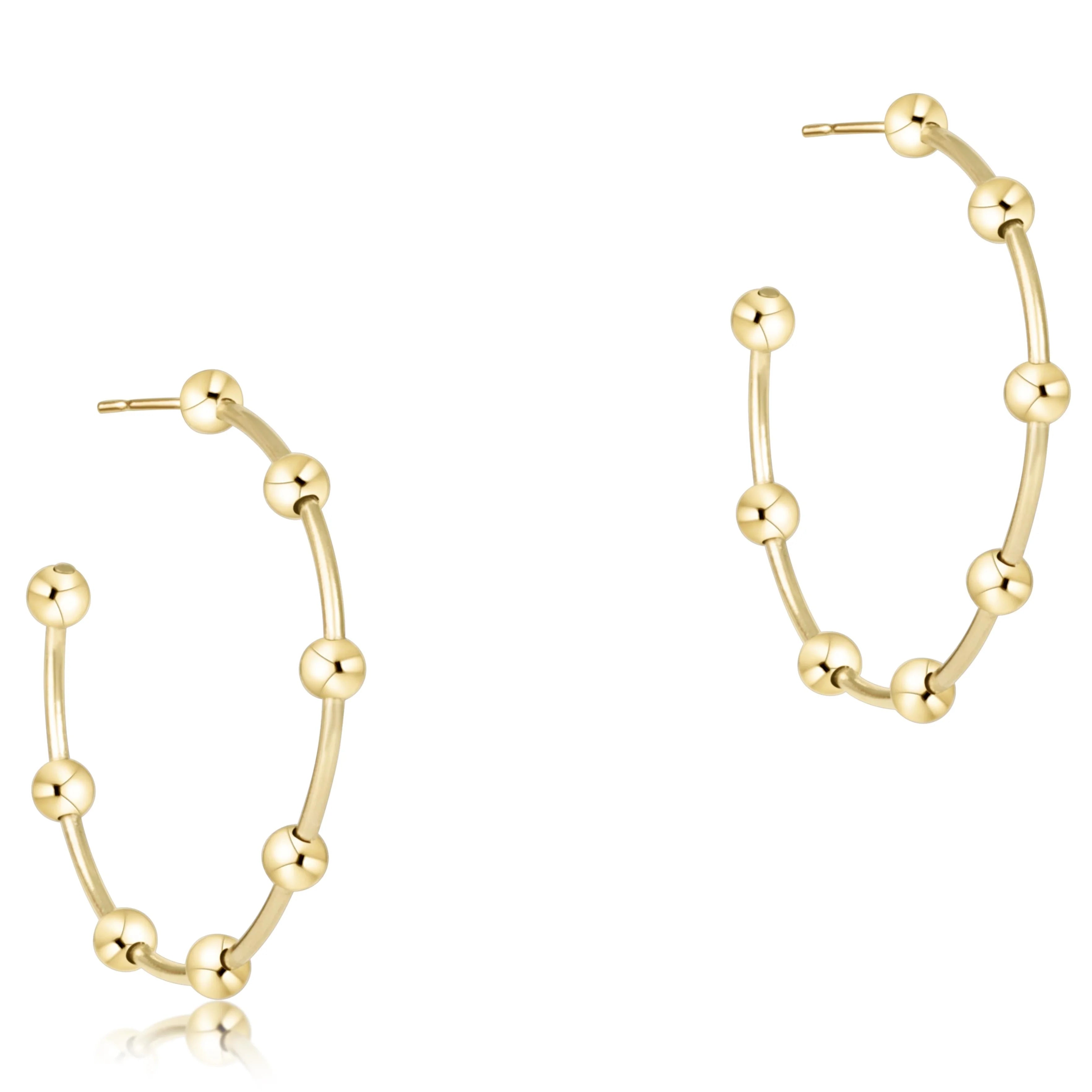 Enewton Beaded Simplicity 1" Post Hoop Earrings – 4mm Gold