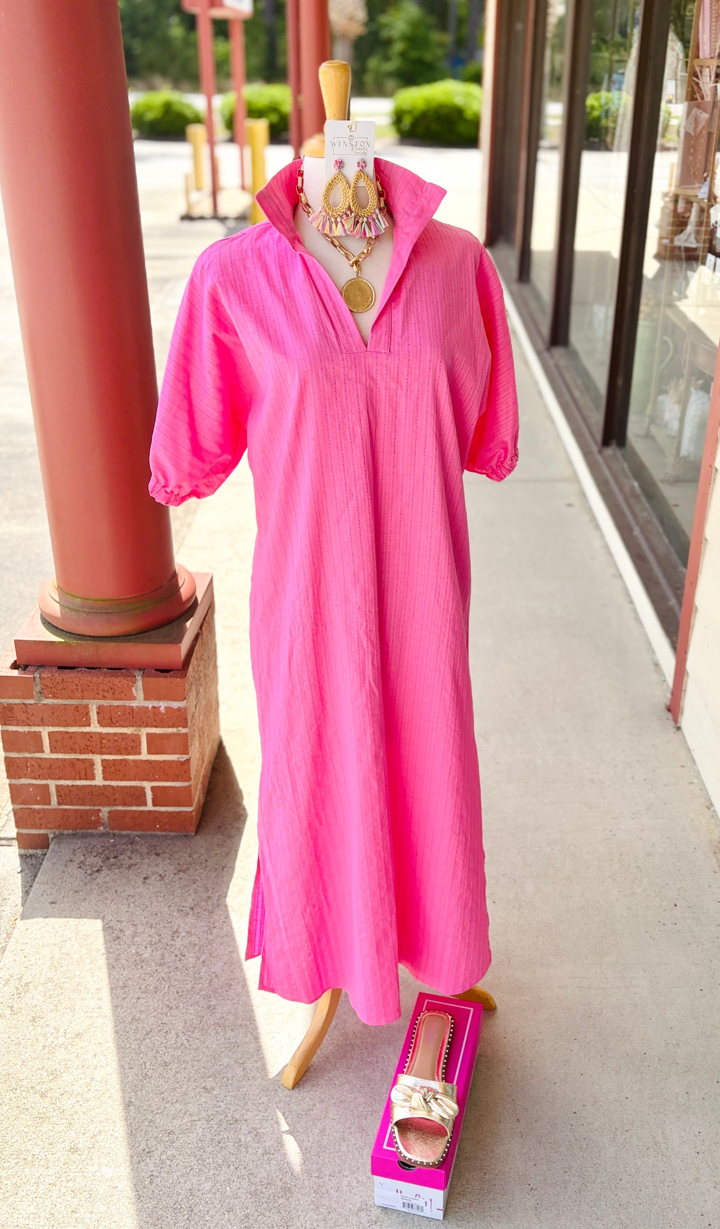 Blakely Dress - Bubblegum Jacquard Stripe