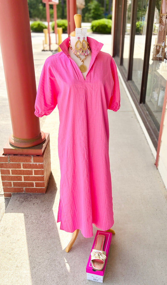 Blakely Dress - Bubblegum Jacquard Stripe