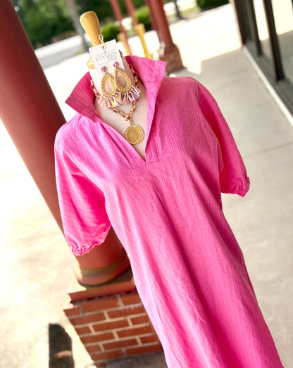 Blakely Dress - Bubblegum Jacquard Stripe