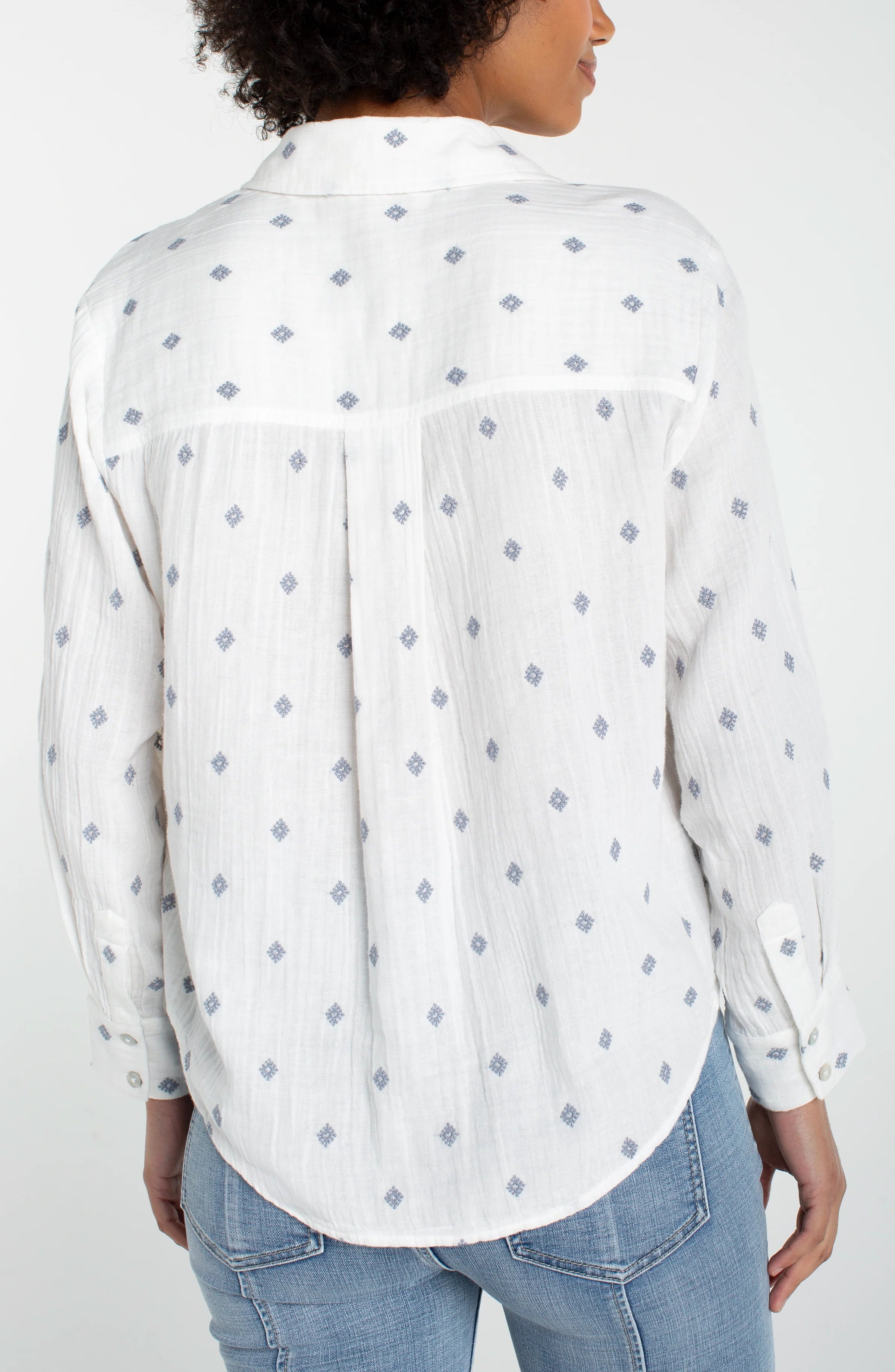 Button Front Shirt With High Low Hem