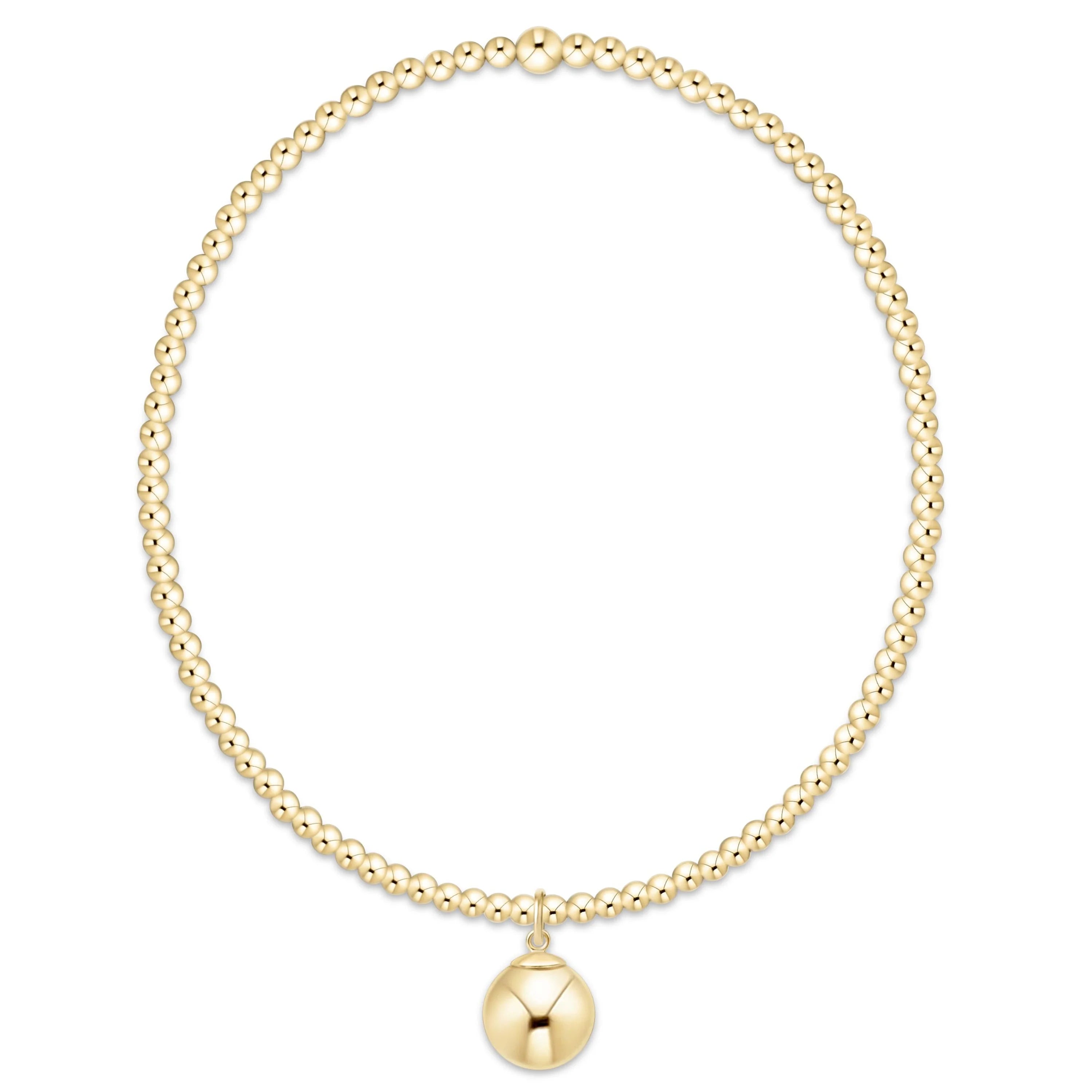 Classic Gold 2mm Bracelet with Classic Gold 8mm Charm | enewton