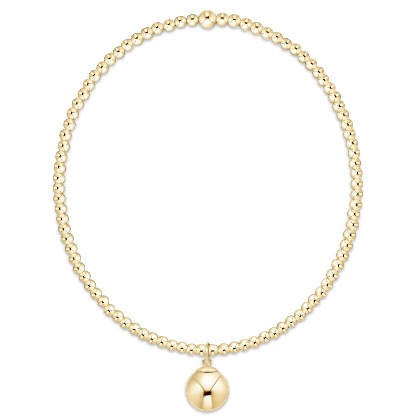 Classic Gold 2mm Bracelet with Classic Gold 8mm Charm | enewton