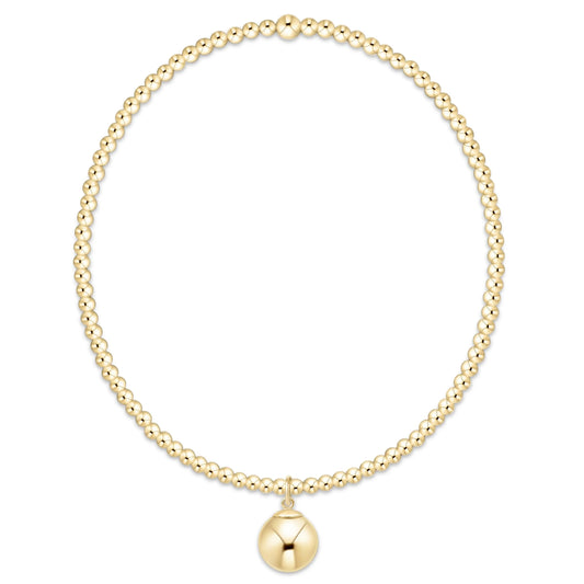 Classic Gold 2mm Bracelet with Classic Gold 8mm Charm | enewton