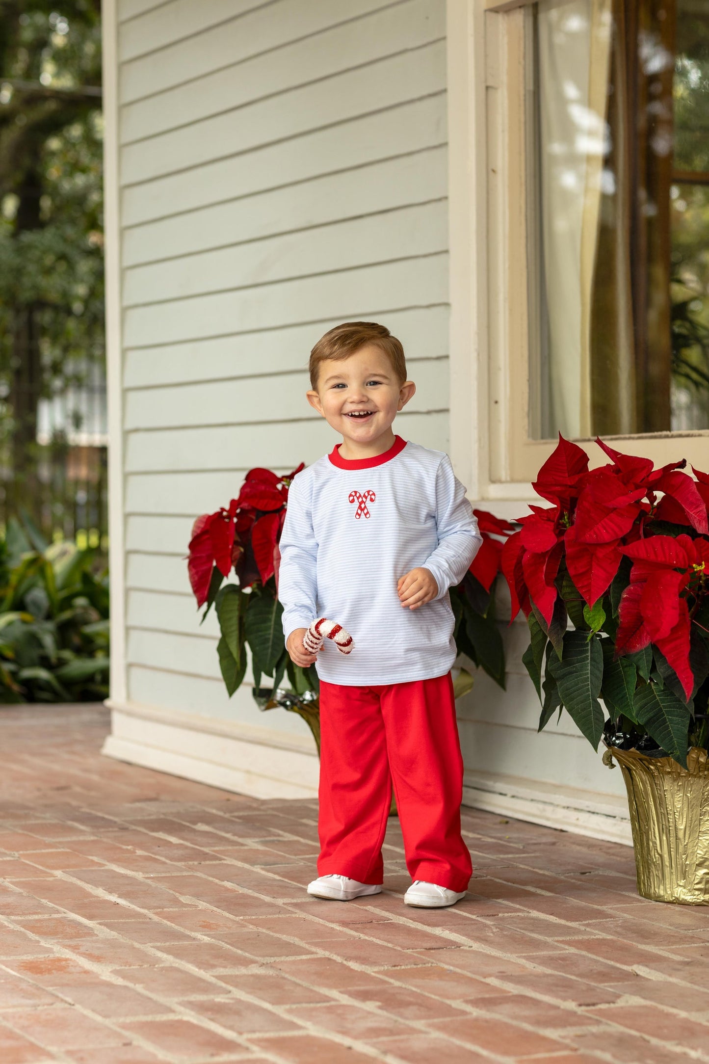 Candy Cane Embroidery Pants Set | Trotter Street