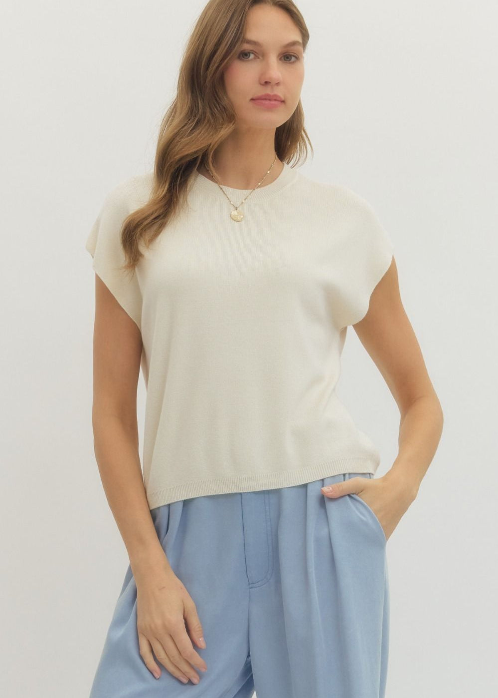 Cap Sleeve Knit Top