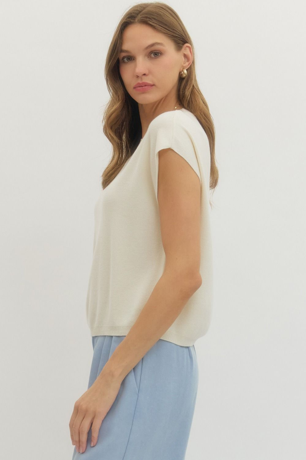Cap Sleeve Knit Top