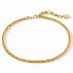 Gold chain bracelet on a white background
