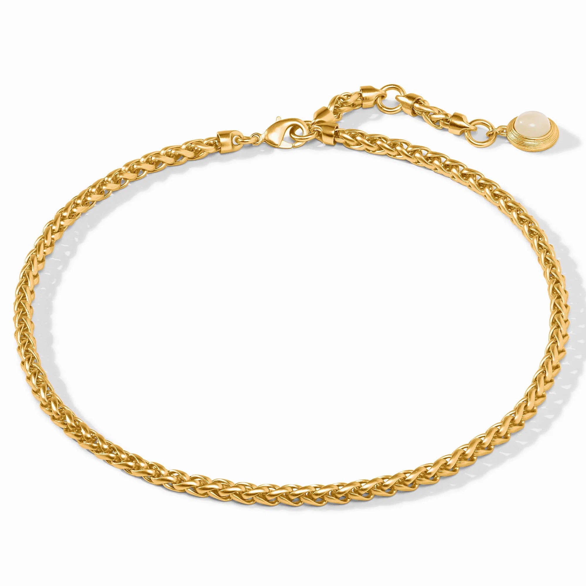 Gold chain bracelet on a white background