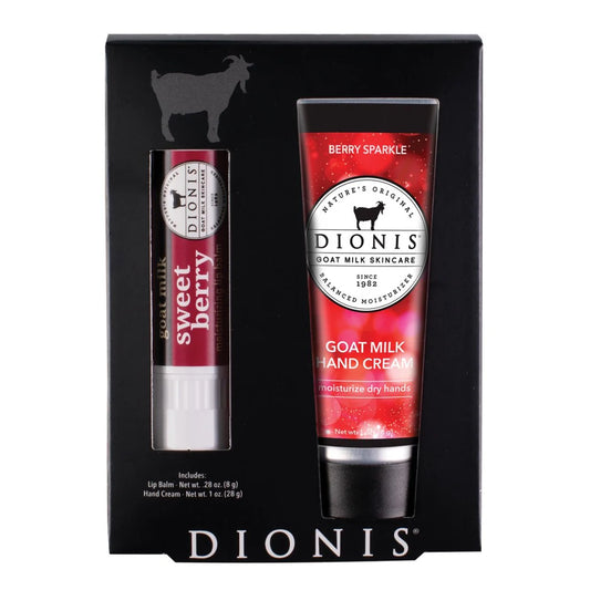 Lip Balm and Hand Cream Set Berry Sparkle and Sweet Berry | DIONIS Goat Milk Skincare