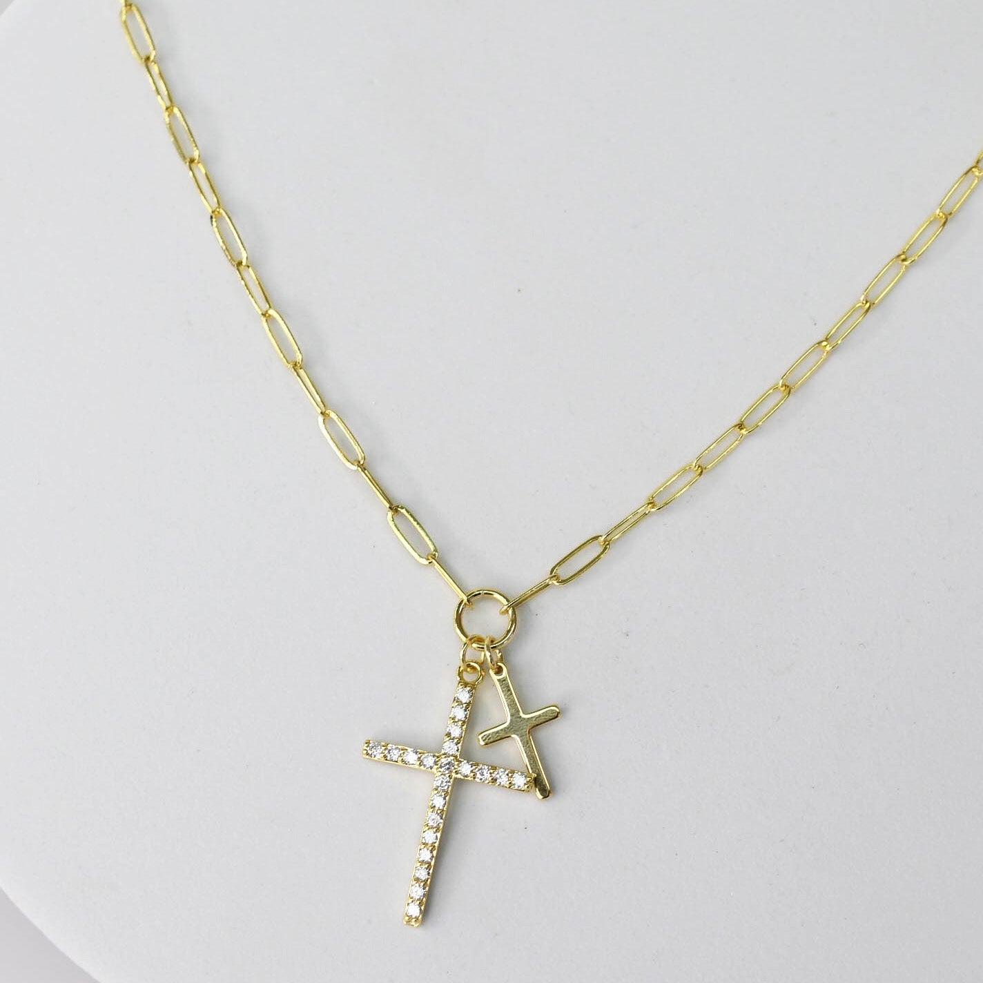 Double Cross Necklace | Gold