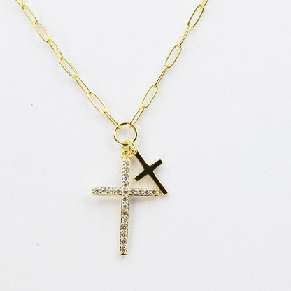 Double Cross Necklace | Gold