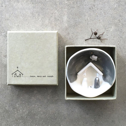 Nativity Half Circle Porcelain Ornament